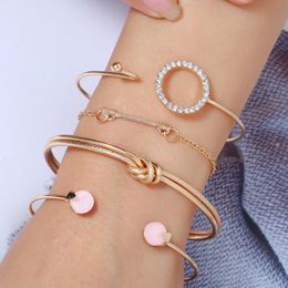 Bangle Gold Silver Ethnic Statement Arrow Round Inlaid Shine Crystal Stone Open Bracelets Bangles For Women Jewellery Accesories