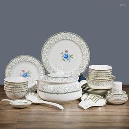 Dinnerware Sets Wedding Jingdezhen Bone China Tableware Set Bowl And Plate 56 Pieces Ceramic Household