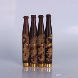 Smoking Pipes Red acid Carving Dragon solid wood cigarette holder removable Philtre carving technology