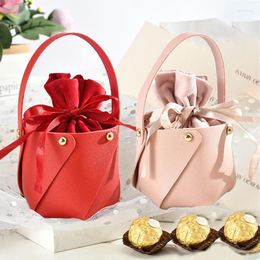 Gift Wrap 5pcs Leather Bag Velvet Inner Solid Colour Candy Box Mini Wedding Favours For Guests Party Distributions