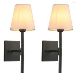 Wall Lamp Permo 2 Sets Of Vintage Modern Fabric Shade Lamps Beside Light Sconces For Living Room Bedroom Hallway Restaurant