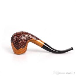 Hookahs New man portable carved solid wood, Green Sandalwood pipe, bent hammer, wood pipe