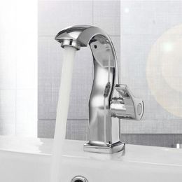 Bathroom Sink Faucets 1Pcs Counter Waterfall Tap Basin Single Lever Taps Chrome Square Mono Faucet Anti-fingerprint