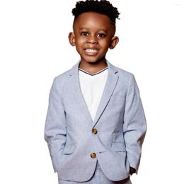 Men's Suits 2023Spring Summer Light Blue Boys Suit Slim Fit 2 Piece/Wedding Flower Outfit Birthday Children Sets Blazer Coat With Pants