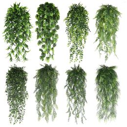 Decorative Flowers Artificial Vine Plants Hanging Ivy Persian Fern Leaves Garland Palm Leaf Fake Home Garden Wall Party Decoration