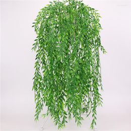 Decorative Flowers 94 CM Artificial Plastic Willow Leaves Vine Wall Home Decoration Balcony Flower Basket Hanging Plants