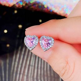 Stud Earrings Huitan Delicate Heart For Women Multiple Colours Available Fashion Versatile Ear Piercing Accessories Jewellery