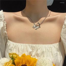 Chains Trendy Silver Colour Butterfly Necklace For Women Charming Geometric Chain Choker Neckalce Party Jewellery Drop