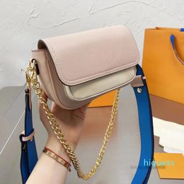 Shoulder Bags Designer Leather Contrast Women's Hardware Buckle with Gold Chain to Cover Fashionable and Elegant Body Purse top quality