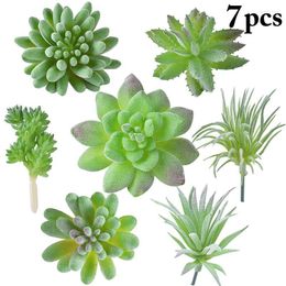 Decorative Flowers 7Pcs Artificial Succulent Fashion Plant Faux Home Decoration Accessories Party Supplies