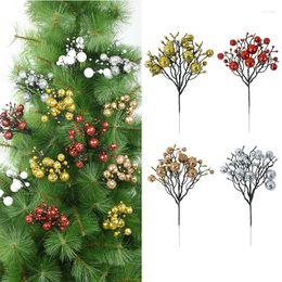 Decorative Flowers 2/4 Bundle Glitter Artificial Berry Fake Cherry Branch For Christmas Tree Decorations Home Garden Patio DIY Wedding