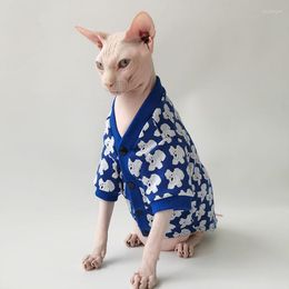 Cat Costumes WMXZ Sphinx Hairless Clothes Autumn Winter Blue Bear Knitted Cardigan High Quality Fabric Soft Dog Jumpsuit Outfit Coat Pet