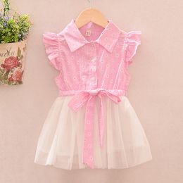 Girl Dresses Baby Clothes Dress Casual Floral Loose Bow Lace Up Patch Printed Summer Cotton Clothing Children Cute Kids