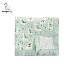 Quilts Kangobaby #My Soft Life# Autumn Winter Thicker Crepe Cotton Baby Muslin Swaddle Blanket Infant Quilt born Wrap Stroller Cover 230317