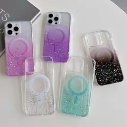 Twinkle Stardust Bling Glitter Epoxy Cases Starry Sky Star Magsafe Magnetic Shockproof For iPhone 14 13 12 11 Pro Max Samsung S22 Plus S23 Ultra