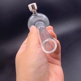 Wholesale retail Hand Smoking Pipe 15cm Length 50mm Ball Spoon Glass Pipes Tobacco Dry Herb Glass Oil Burner Pipe with Removable Metal Smoking Piece Bowl