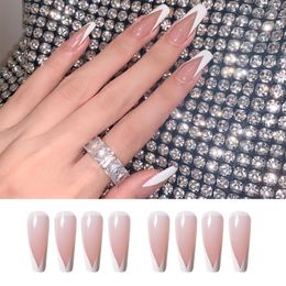 False Nails 24pcs/Box French Manicure Tool Full Cover Coffin Fake Wearable Ballerina Nail Tips