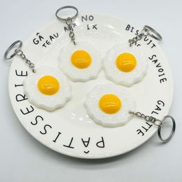 Bulk Price Simulation Egg Keychain Pendant Resin Fried Egg Creative Food Keychains Bag Car Key Chain Jewellery Gift Accessories