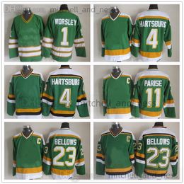 Movie Vintage Hockey Jersey Retro CCM Embroidery 23 Brian Bellows Jersey 4 Craig Hartsburg 1 Gump Worsley 11 J.P. PARISE 22 White Throwback 30 Jon Casey 91 Seguin Jerseys