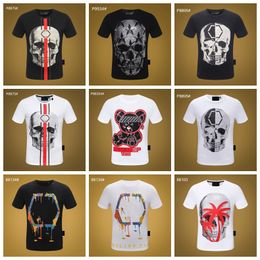 Designer-T-Shirts der NEUEN Männer Frauen arbeiten Mann T-Shirt hochwertige Baumwollbeiläufige T-Stücke kurze Hülsen-Luxuxhip Hop Streetwear T-Shirts Strass-Schädel-T-Shirts #CH39 um.