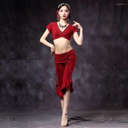 Stage Wear Women Tribal Belly Dance Clothes V-neck Choli Tops And Pants Cropped Trousers Costume Set For Girls