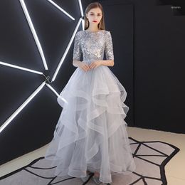 Ethnic Clothing Elegant Evening Dress Skirt Female 2023 Fashion Banquet French Sequin Birthday Host Annual Meeting Performance