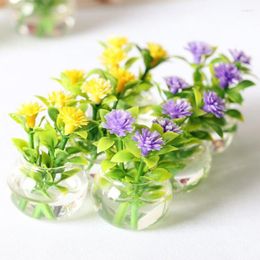 Decorative Flowers 1:12 Dollhouse Miniature Simulation Hydroponic Glass Plant Potted Model