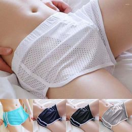 Underpants 2023 Sexy Lingerie Men Ice Silk Hollow Boxer Briefs Pouch Underwear Youth Male Shorts Sleep Bottoms Trunks