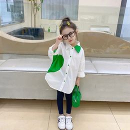 Kids Shirts Toddler Baby Girls White Cotton Blouses Children Cute Patchwork Long Sleeve Shirt Kids School Top Clothes for Girls 230317