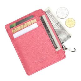 Wallets 2022 UltraThin Women Men Credit ID Card Holder PU Leather Zipper Fashion Small Wallet Money Bag Case Coin Purse Card HolderL230303