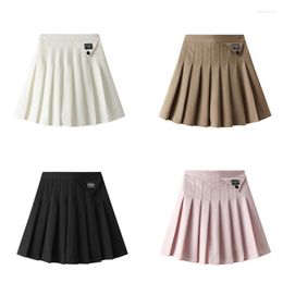 Skirts Summer Women Pleated Skirt Preppy Style Zipper High Waisted Letter Pattern A Line Y2k Aesthetic Grunge Fairy Core Clothes