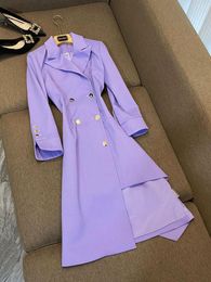 Casual Dresses Fall Winter Delicacy Cloth Irregular Hem Bracelet Sleeve Double-breasted High Waisted Women Blazer Dress