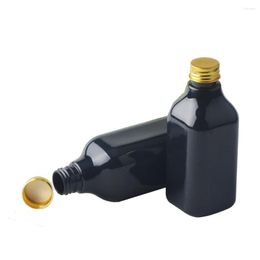 Storage Bottles 200ml 20pc Black Amber Cosmetic Square Bottle With Aluminum Screw Cap Plastic Toner Container Oil Empty Liquids