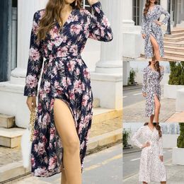 Casual Dresses Womens Long Sleeve V Neck Dress Printed Mother Of The Bride Summer Short Maxi With Sleeves Formal