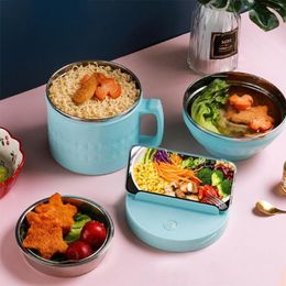 Bowls Ramen Bowl For Students Stainless Steel Noodle With Cover Insulated Lunch Box Cup Salad Soup Metal Stocked