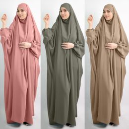 Ethnic Clothing Eid Hooded Muslim Women Hijab Dress Prayer Garment Jilbab Abaya Long Khimar Full Cover Ramadan Gown Abayas Islamic Clothes Niqab 230317