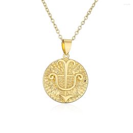 Pendant Necklaces Chain Jewellery Set Gold Coin Size Twelve Constellations Copper Plated Necklace