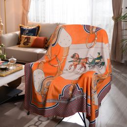 Light Luxury Retro Pony Cart Printed Velvet Blankets Air Conditioner Travel Sofa Cover Blanket Premium Thickened Throw Blanket Gift