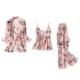 Women's Sleepwear Womens Pyjamas Sets Sexy Lace Lingerie Nightwear Home Clothes Underwear 3PC Suit Pyjama For Women Pijama Mujer