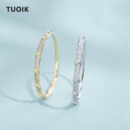 Bangle TUOIK Fashion Knotted Simple Zircon DIY Bracelet Luxury Jewellery Design OL Women's Pure Copper 14k Accessories