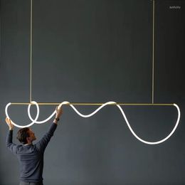 Pendant Lamps Customize DIY Nordic Minimalist Chandelier LED Tube Postmodern Simple Long Art Hanging Living Dining Room Home Decor Light