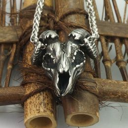 Chains 1pcs Stainless Steel Animal Skull Goat Head Necklace