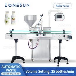 ZONESUN ZS-VTRP1A Paste Filling Machine Servo Motor Rotor Pump Viscous Liquid Cream Honey Ketchup Chili Sauce Packaging Line