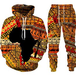 Men's Tracksuits Folk custom 3d Print Hoodies Trousers Suits Men Women Tracksuit 2pc Sets Long Sleeve Ethnic Style African Danshiki Mens Clothes 230317
