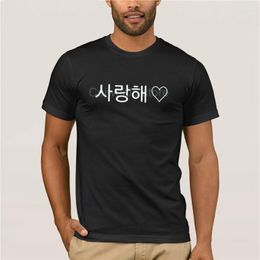 Men's T Shirts Fashion Shirt Saranghae Korean Language I Love You Print Men Clothing Summer Hipster Lovers Slogan TShirt Trend