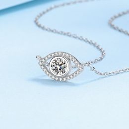 Chains 925 Sterling Silver Rea L0.5 Moissanite Angel Eye Pendant Necklace For Women Sparkling Wedding Fine Jewelry