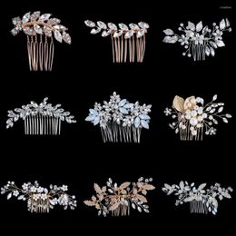 Hair Clips Silver Colour Pearl Crystal Wedding Combs Accessories For Bridal Flower Headpiece Women Bride Ornaments Jewellery