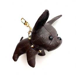 2021 Keychain Bulldog Key Chain brown flower leather men women handbags Bags Luggage Accessories Lovers Car Pendant 7 Colours with 296G