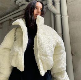 Women's Jackets Autumn Winter Warm Thicken Fur Long Sleeve Coat Zipper Streetwear Furry Hooded Plush Short Loose Jacket Fleece Parkas