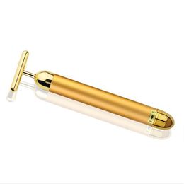 Facial instrument 24k Gold Energy Facial Vibrating Bar Face Massage lifting machines T shape Women Beauty Bar